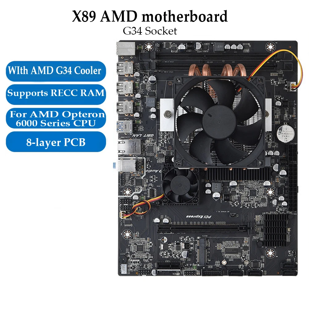Материнская плата AMD G34 Socket X89 DDR3 32G Memory SATA II USB 3,0 для G34 компьютерная материнская плата AMD Opteron 6386 SE 6176 6128 6230 HE