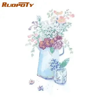 

RUOPOTY Purple Flower Oil Picture By Numbers Easy Paint For Beginner Diy Framed On Canvas Home Decoration 40x50cm Artcraft Kits