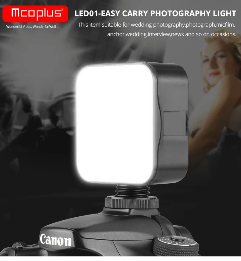 Mcoplus Bright Dimmable 49 5600K LED Video Light for Canon Nikon Panasonic DSLR Camera DV Camcorder Smartphone Photography | Электроника