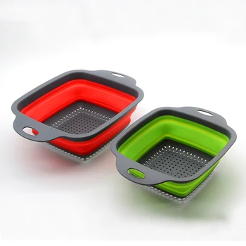 

Foldable Silicone Colander Basket Fruit & Vegetabler Washing Drain Basket Strainer Kitchen Collapsible Silicone Colander Baskets