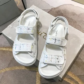 

FZNYL Solid Color Women Summer Sandals Casual Hook Loop Ladies Beach Shoes 2020 Summer Women Flat Sandals Non-Slip Shoes Sandal