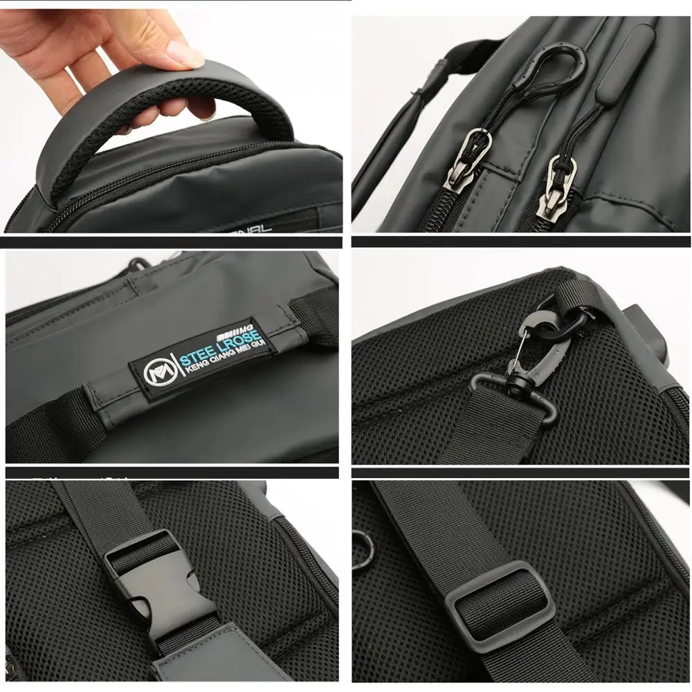  Work Crossbody Bags Men USB Charging Chest Pack Short Trip Messengers Chest Bag Water Repellent Sho - 4000210339516