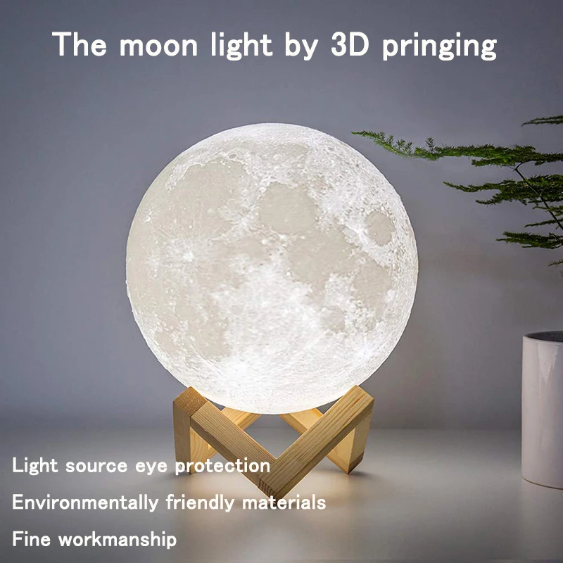 

LED Night Light 3D Print Moon Lamp Rechargeable Color Change 3D Light Touch Moon Lamp Children's Night Lamp for Home