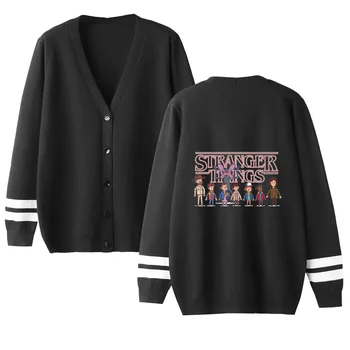 

Stranger Things Sweater Men Women Autumn Sweater Streetwear Fashion Sweater V-neck Long Sleeve Knitting Female Cardigan Sweater