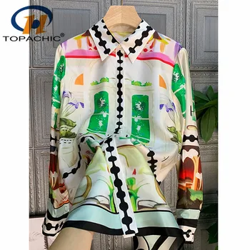 

12.16 Top Quality New Women Silk Shirt Patchwork print Pattern Fashion Turn-down collar long sleeve Blouses
