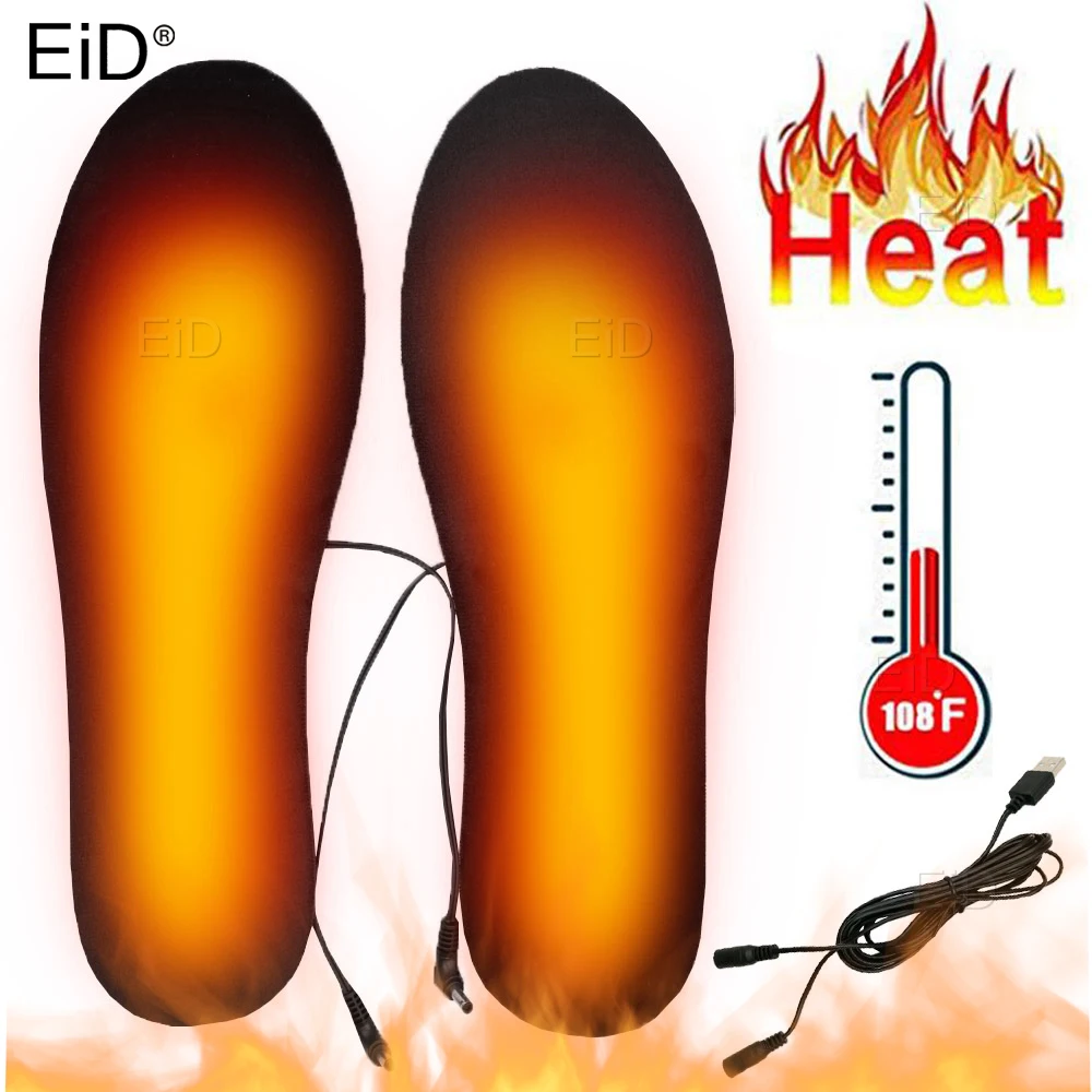 

EiD USB Heated Shoe Insoles for Feet Warm Sock Pad Mat Electrically Heating Insoles Washable Warm Thermal Insoles man women