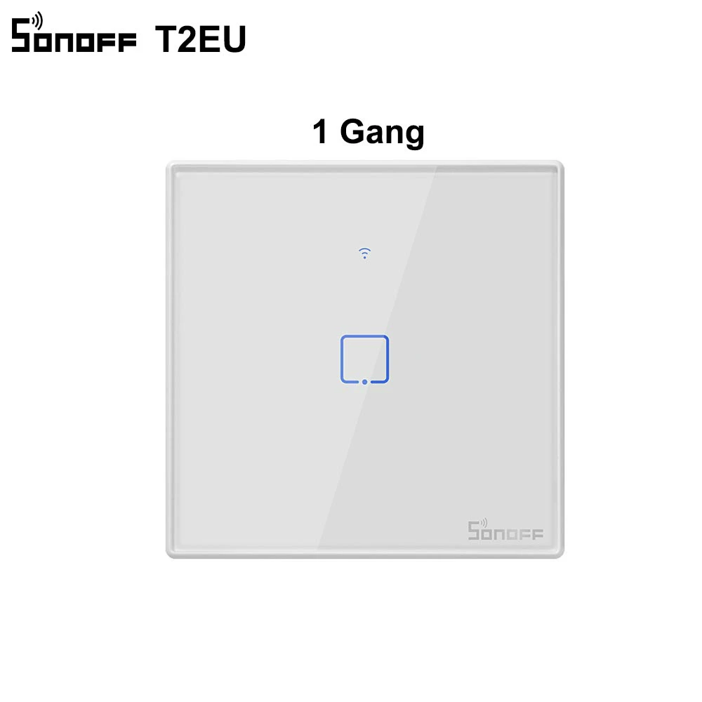 Sonoff T2 EU 1 Gang SONOFF T2 TX US/UK/EU 433 RF/Voice/APP дистанционное управление с рамкой Умный дом Wifi сенсорный настенный переключатель базовый с Alexa Google - Комплект: Sonoff T2 EU 1 Gang