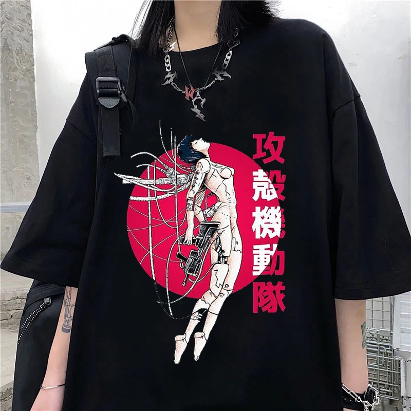 Ghost In The Shell Graphic t shirts Y2k Kawaii Clothes Plus Size Women Clothing Anime Goth Summer Harajuku Aesthetic | Женская одежда