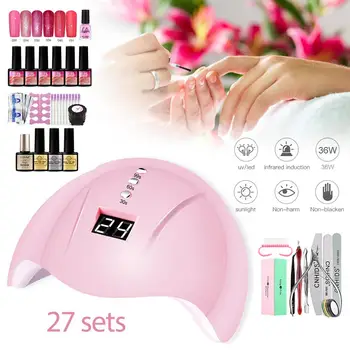 

27 PCS Novice Nail Suit Portable Gel Nail Polish Kit Nail Lamp Extension Glue Light Therapy Gluefor Holiday Gift