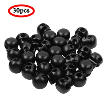 

30Pcs Toggle Double-Hole Spring Loaded Drawstring Rope Cord Locks Clip Ends Round Ball Lanyard Stopper Sliding Fastener Buttons