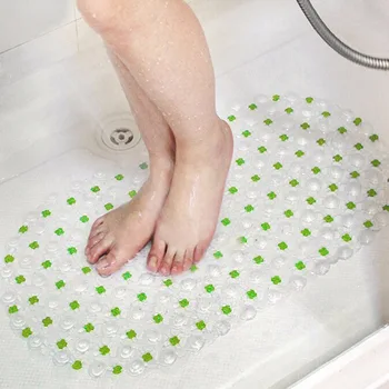 

New PVC Bathroom Shower Mat Suction Cup Anti Slip Bath Mats Safety Bath Tub Mat Transparent Massage Foot Pad Colorful Dots