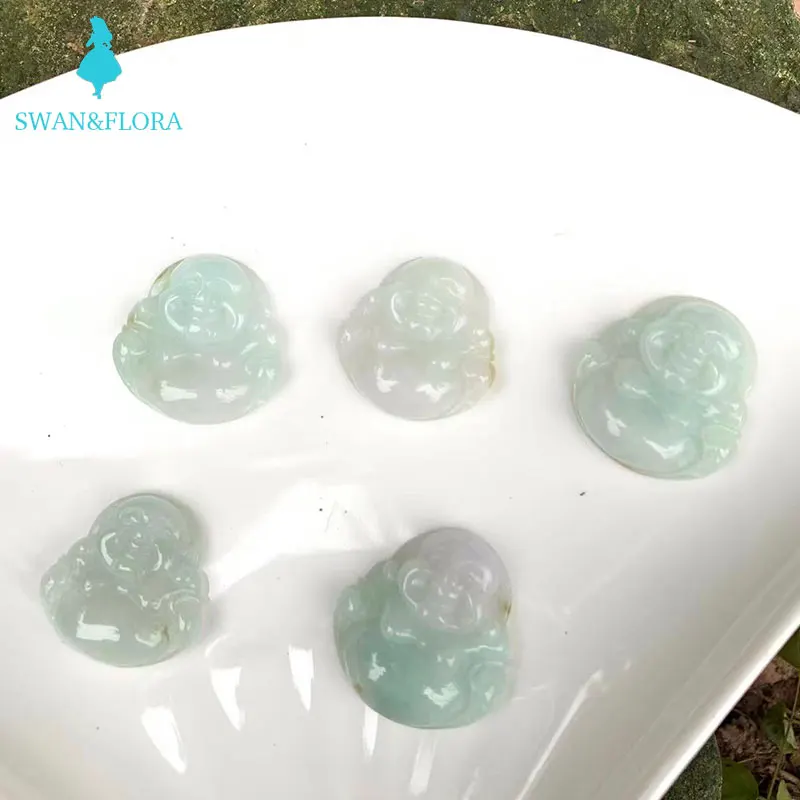 

30*30MM Real Natural Burma Jade Buddha Necklace Pendant green Myanmar jade Milo women children jewelry Good Luck Best Gift