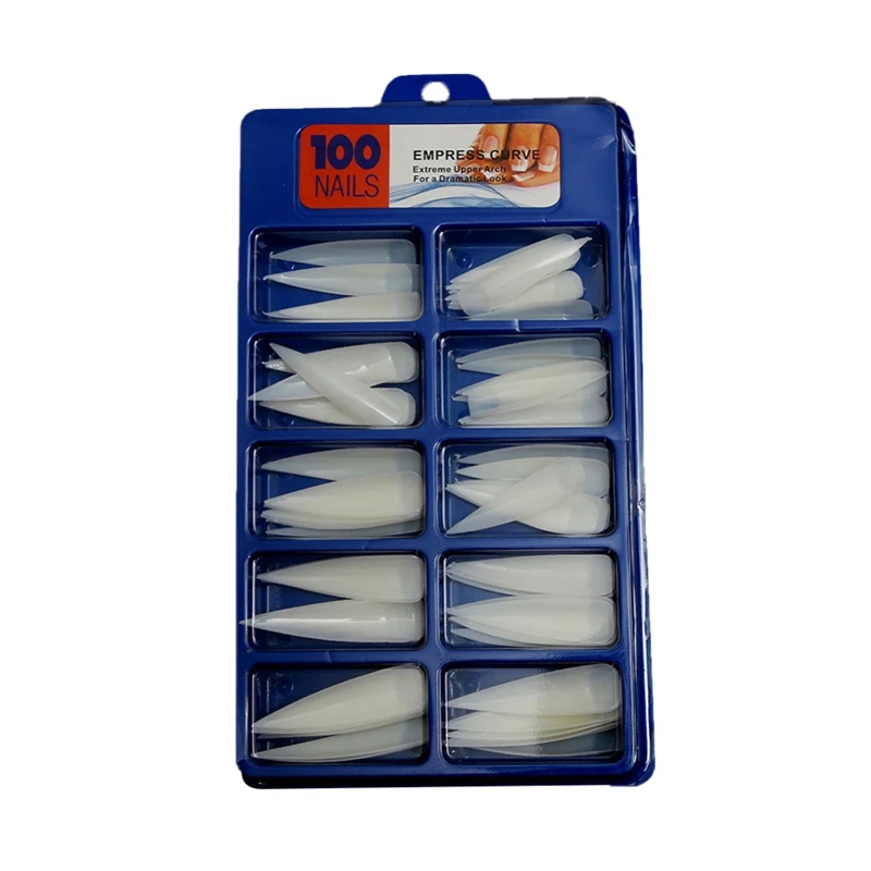 100 шт Натуральные Искусственные накладные длинные остроконечные ногти, акриловые накладные ногти с полным покрытием, инструменты для маникюра