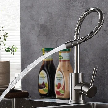 

Universal Adjustable Kitchen Faucet 304 Stainless Steel Kitchen Sink Hot Cold Taps Single Hole Faucet