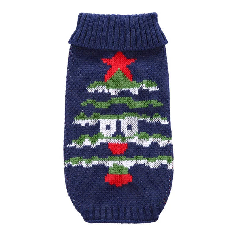Pet Рождество серии свитер шерстяные пальто Чихуахуа Санта Клаус теплая вязаная Одежда Щенок зимние наряды для маленьких средних собак - Цвет: Синий