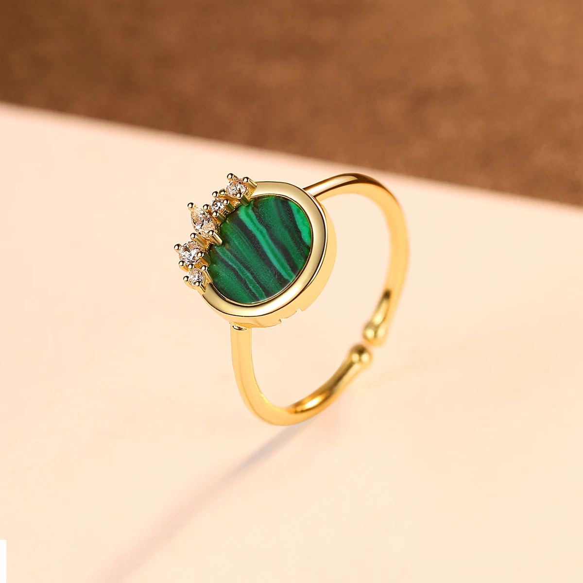 Gem& Time Retor серебряное 925 круглое малахитовое кольцо на палец для женщин, ослепительное очаровательное циркониевое кольцо, стелинг, 925 серебряное ювелирное изделие, подарок