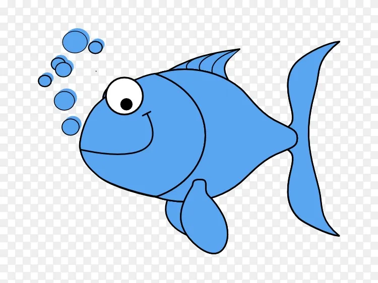 一条鱼,两条鱼,红鱼,蓝鱼蓝鳍鱼剪贴画-卡通鱼