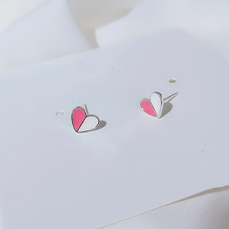 pink heart Оригинальные серьги из стерлингового серебра 925 пробы простые маленькие серьги-гвоздики для женщин милые ювелирные изделия Сердце Звезда Pendientes Mujer Brincos - Окраска металла: pink heart
