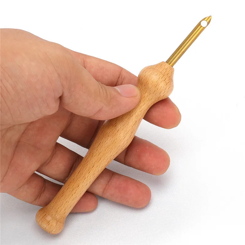 Wooden Magic Embroidery Pen Punch Needle Felting Threader Set Needlework Kit with Embroidery Hoop Fabric Cloth Set For Women (3)