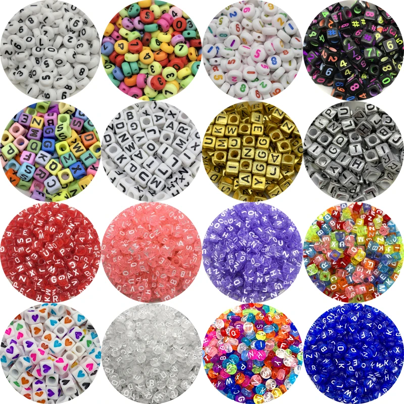 100pcs Mixed Acrylic Letter Beads Alphabet Digital Loose Spacer For Jewelry Making DIY Handmade Bracelet Necklace | Дом и сад