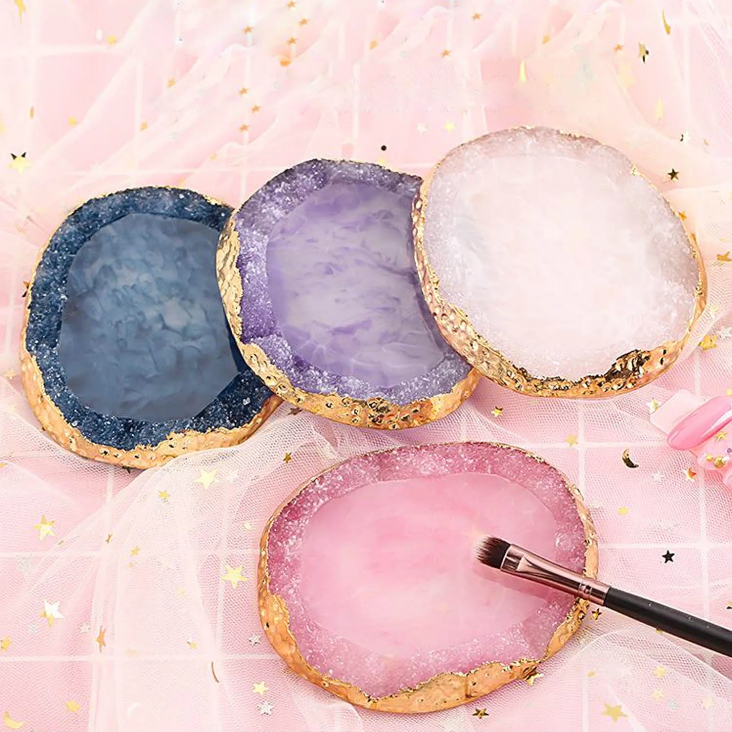 Nail Color Paint Palette Natural Resin Agate Art Holder Drawing Display Mixing board | Красота и здоровье