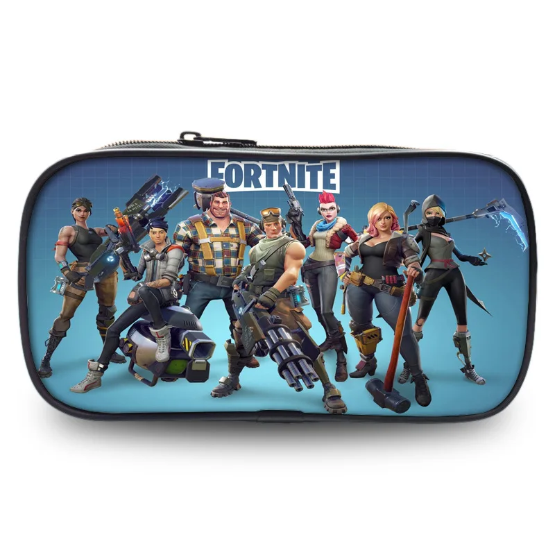 Fortnite-bolsas de lápices con estampado de dibujos animados, estuche de lápices para estudiantes, bolsa de almacenamiento para adolescentes, papelería escolar para niños