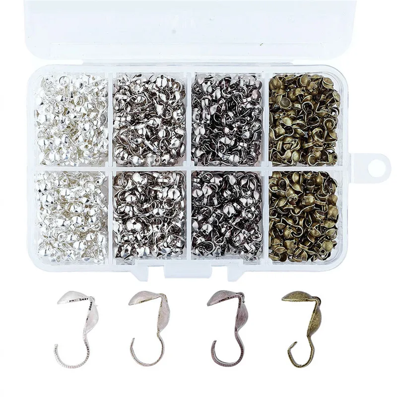 

1Box Mixed Color Iron Bead Tips Knot Covers Terminator for Jewelry Making DIY Bracelet Necklace Findings 9x3mm about 1000pcs/box