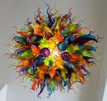 

Colorful Round Shape Hand Blown Glass Chandeliers Lighting for Hotel Villa Lobby Decoration