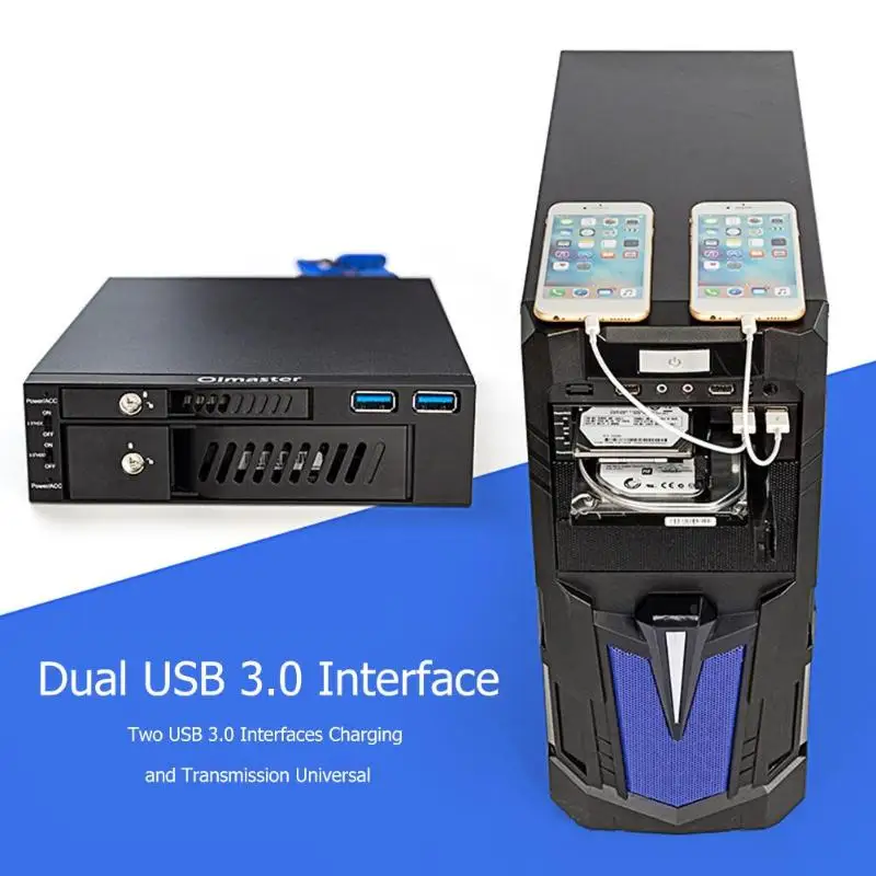 Oimaster 2 5 3 5 inch Internal HDD SSD Case Box Dual USB3 0 Optical Drive 5