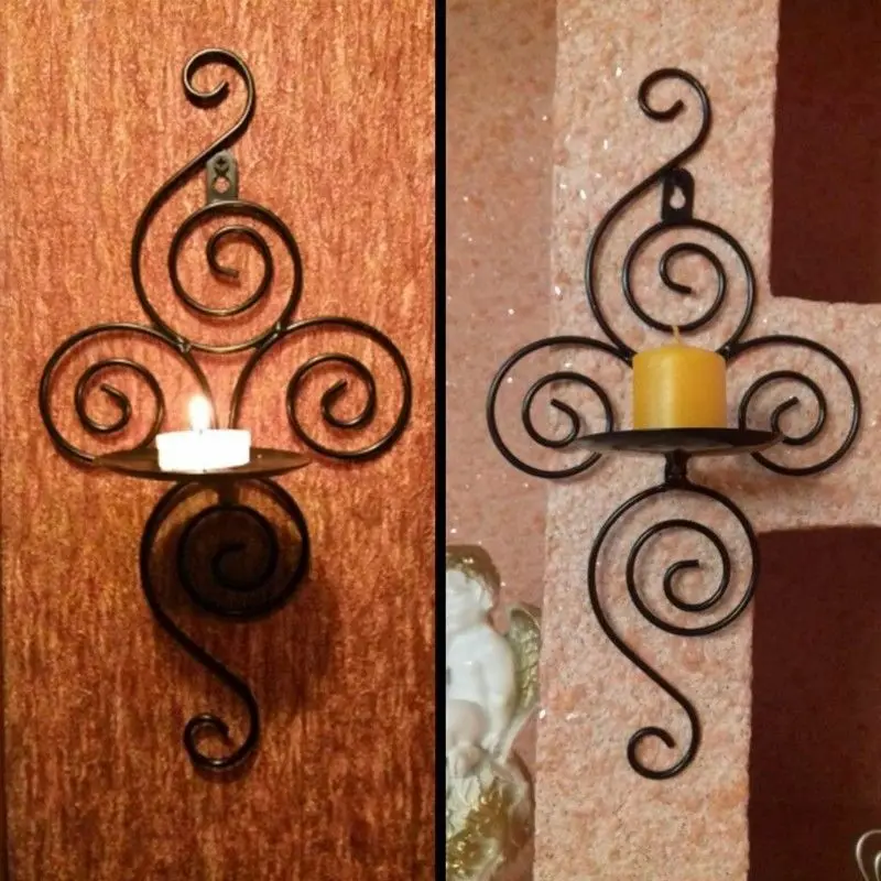 

2Pcs Iron Metal Candle Holders Candles Tea Light Candlestick Holders Sconce Home Decor