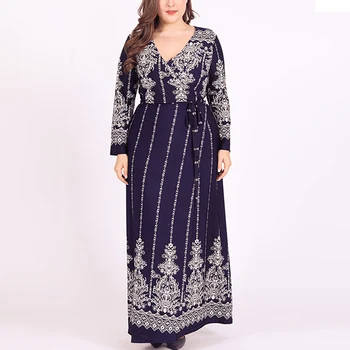 

Women Plus Size 5XL 6XL Summer Dress Female V Neck Floral Print Bohemia Long Sleeve Fashion Party Maxi Dress vestidos de verano