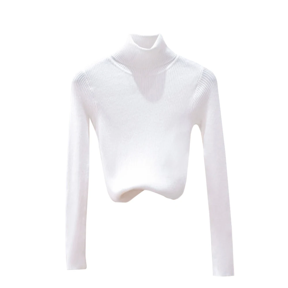 Толстые теплые женские свитера с высоким воротником, осенне-зимние вязаные женские свитера, эластичные мягкие женские пуловеры, свитер - Цвет: White