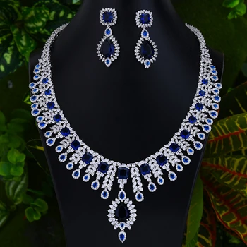 

GODKI Luxury Customized Ceremony Jewelry Sets For Women Wedding Necklace Earring Set Cubic Zircon Dubai Bridal jewelry Set 2020