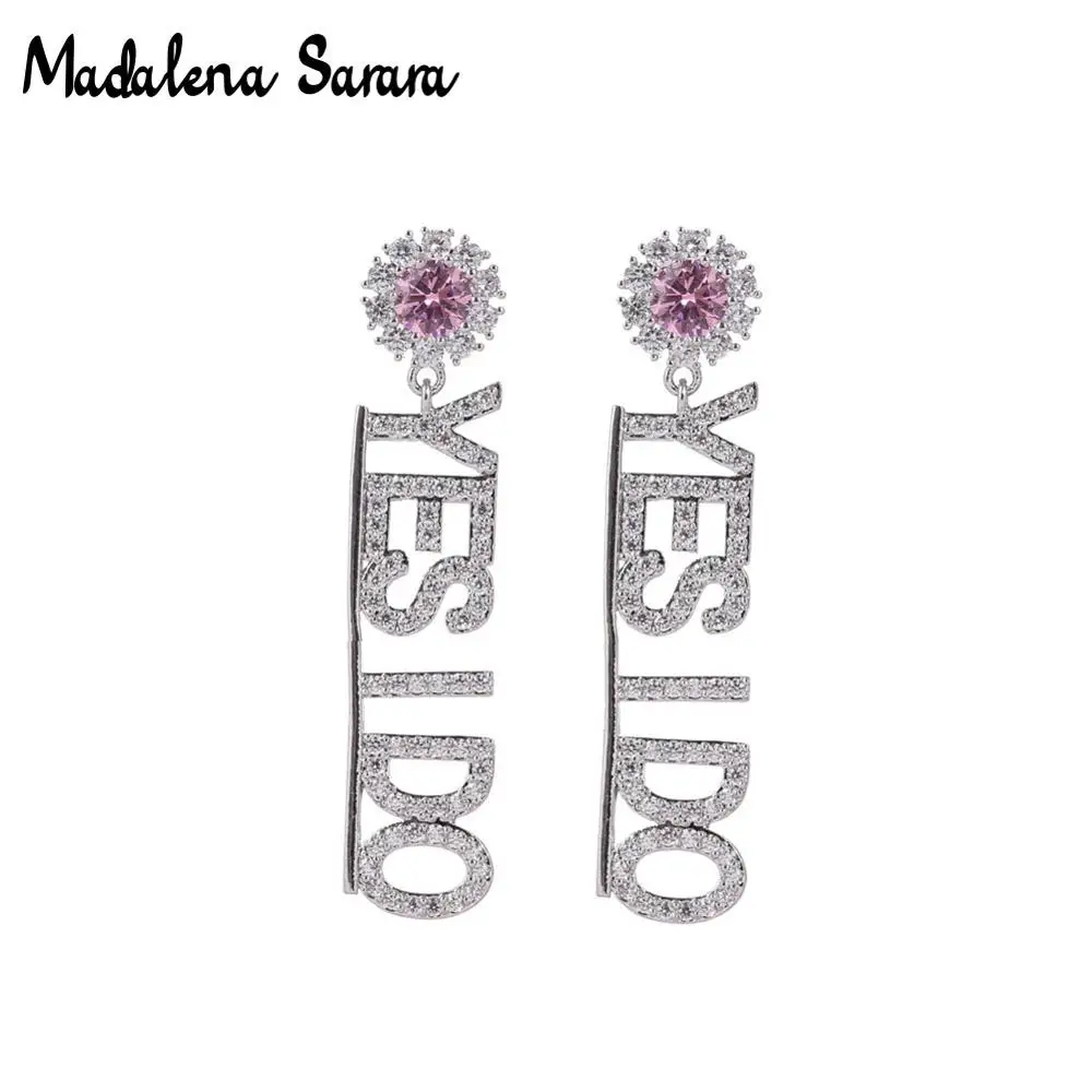 MADALENA SARARA ААА кубического циркония S925 иглы Мода серьги кулон Стиль с украшением в