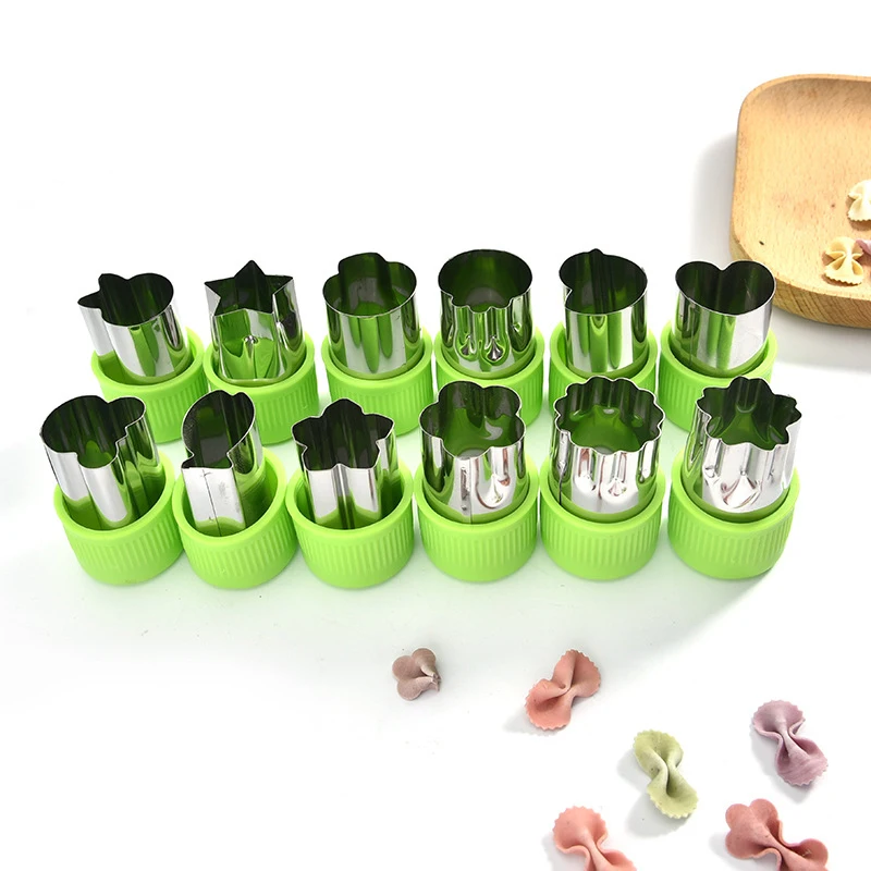 12 Pcs Vegetable Shape Cutter Set Flower Star Mold Cookies Cutter Fruit Slicing Stencil Kids Baking Cookie Mold DIY Baking Tools
