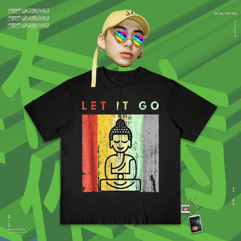 Cec High Street Do используется Oldschool Sakyamuni сидеть в медитации Красочные мультфильм рисунок короткий рукав Футболка для мужчин и женщин