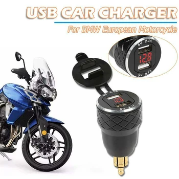 

2 in 1 CNC 4.2A Dual USB Ports Charger with Voltmeter Charging Power Connector for BMW Hella/DIN Motorcycle Car Electronic Parts