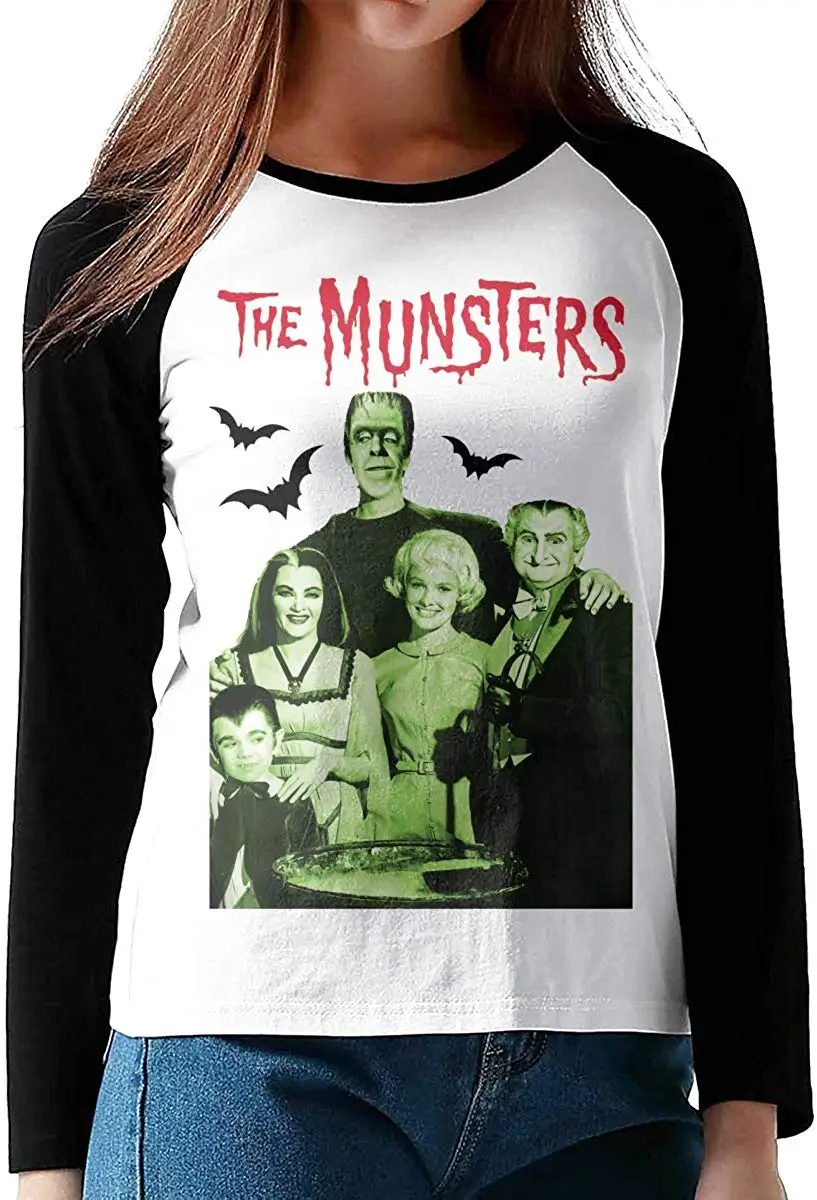 TSDFC The Munsters женские футболки с длинным рукавом реглан черные унисекс Мужские