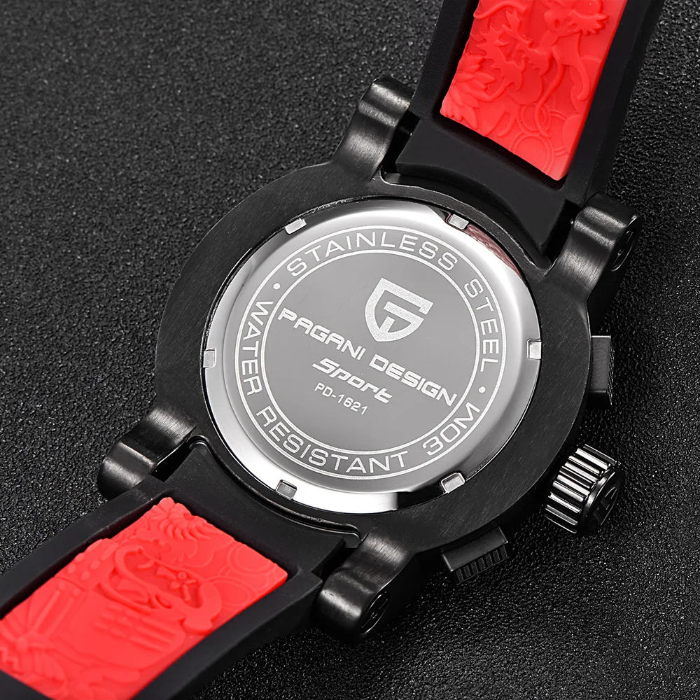 Top Brand Hot Men Quartz Watch PAGANI DESIGN Chinese Dragon Calendar Silicone Strap Multifunction Chronograph Waterproof Watch
