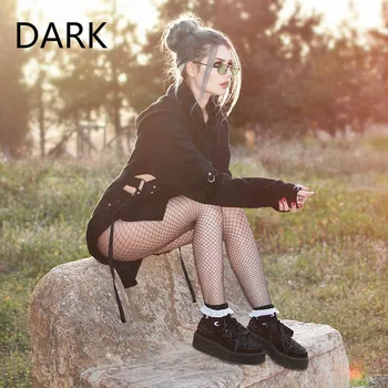 

2020 Autumn New Tide Brand Personality Hooded Women's Sweatshirt Ins Split Fork Long Dark Women's Clothing