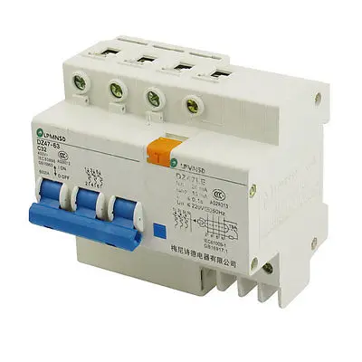 DZ47-63 DZ47LE 32A 400VAC 6000A переменного тока 3-полюсный мини ELCB утечки тока