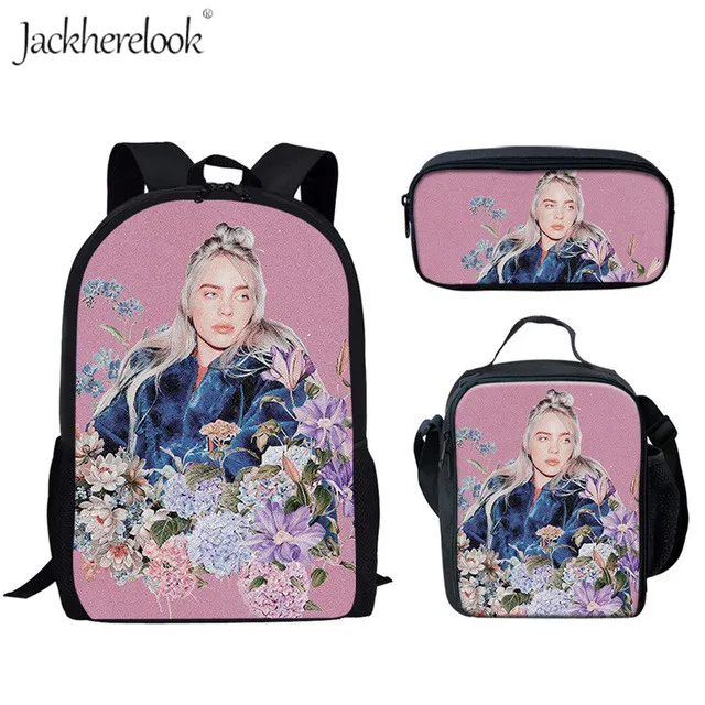 Jackhereliok Billie Eilish школьные рюкзаки для детей Женский школьный рюкзак для подростков девочек коробка для ручек и карандашей чехол школьные принадлежности сумка для книг - Цвет: HMA179CGK