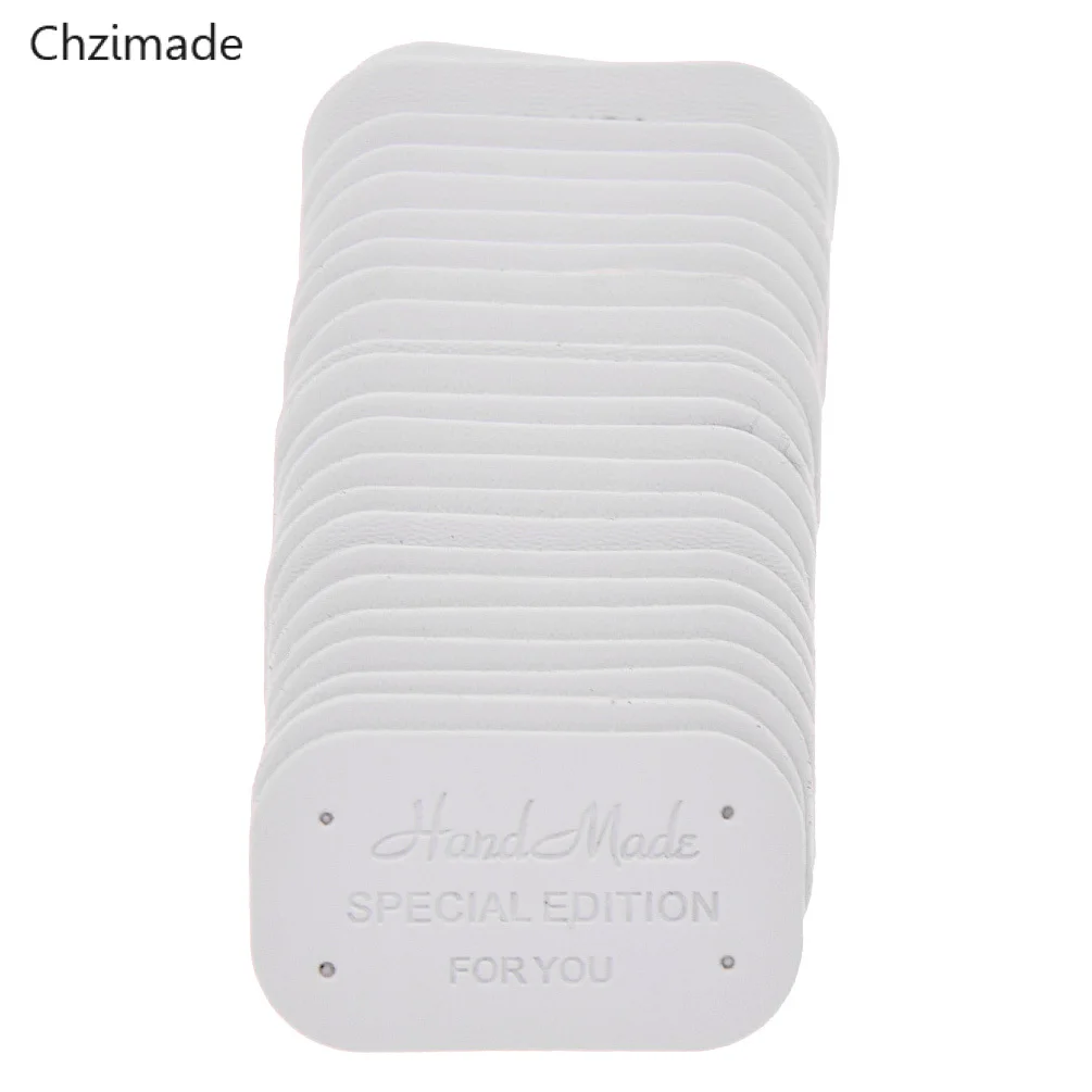 Lychee Life 24Pcs Handmade Clothes Garment PU Leather Labels Jeans Bags Shoes Tags Diy Sewing Accessories