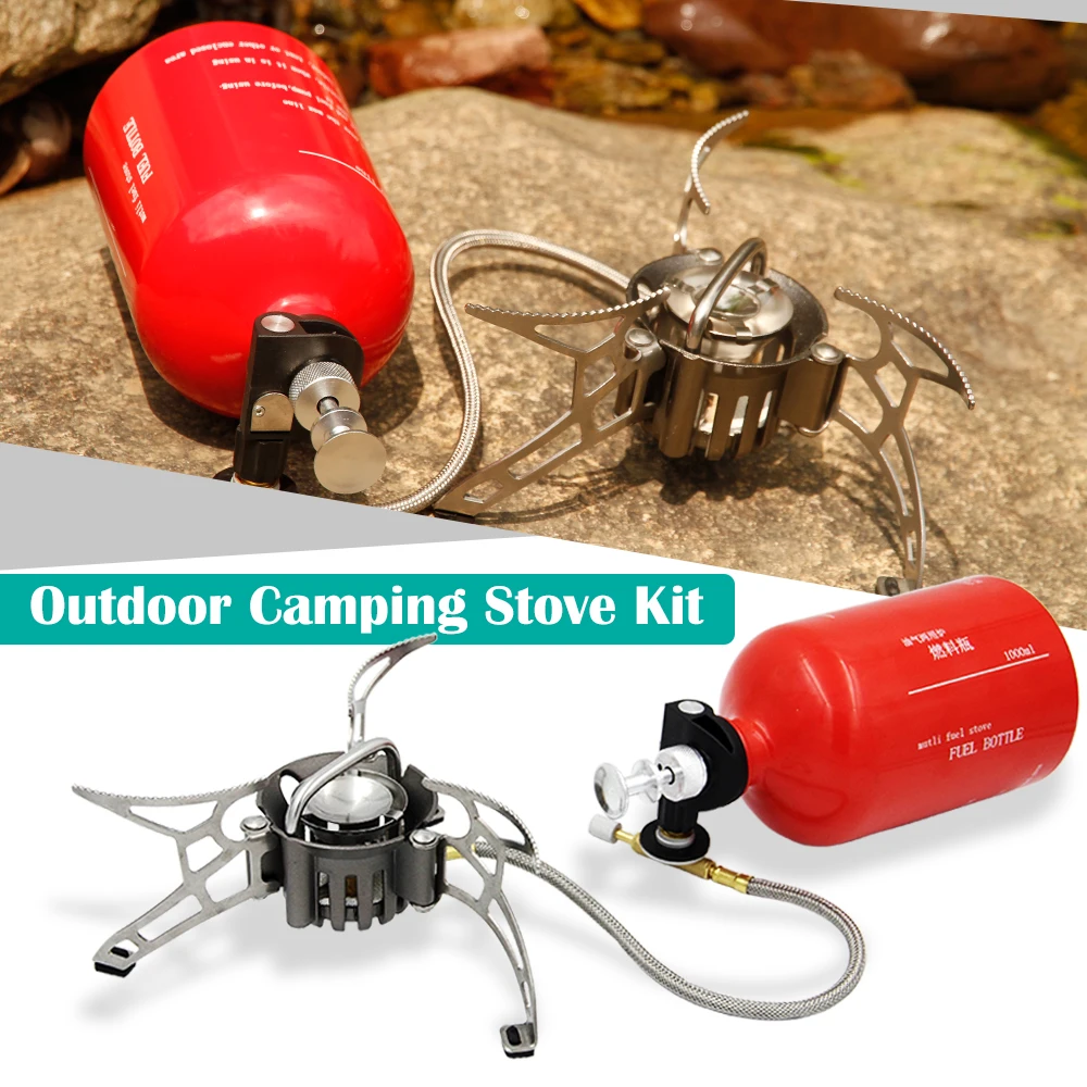 

New Foldable Gas Stove Oil/Gas Multi-Use Gasoline Stove Outdoor Camping Stove Windshield with Empty Gas Tank Windscreen Gas Pump