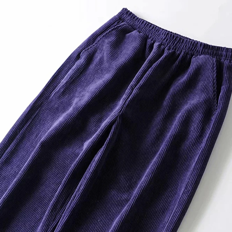 Винтажные фиолетовые вельветовые свободные прямые широкие штаны с завязками на подоле, шаровары в стиле хип-хоп, спортивные штаны, уличная одежда, корейские повседневные штаны