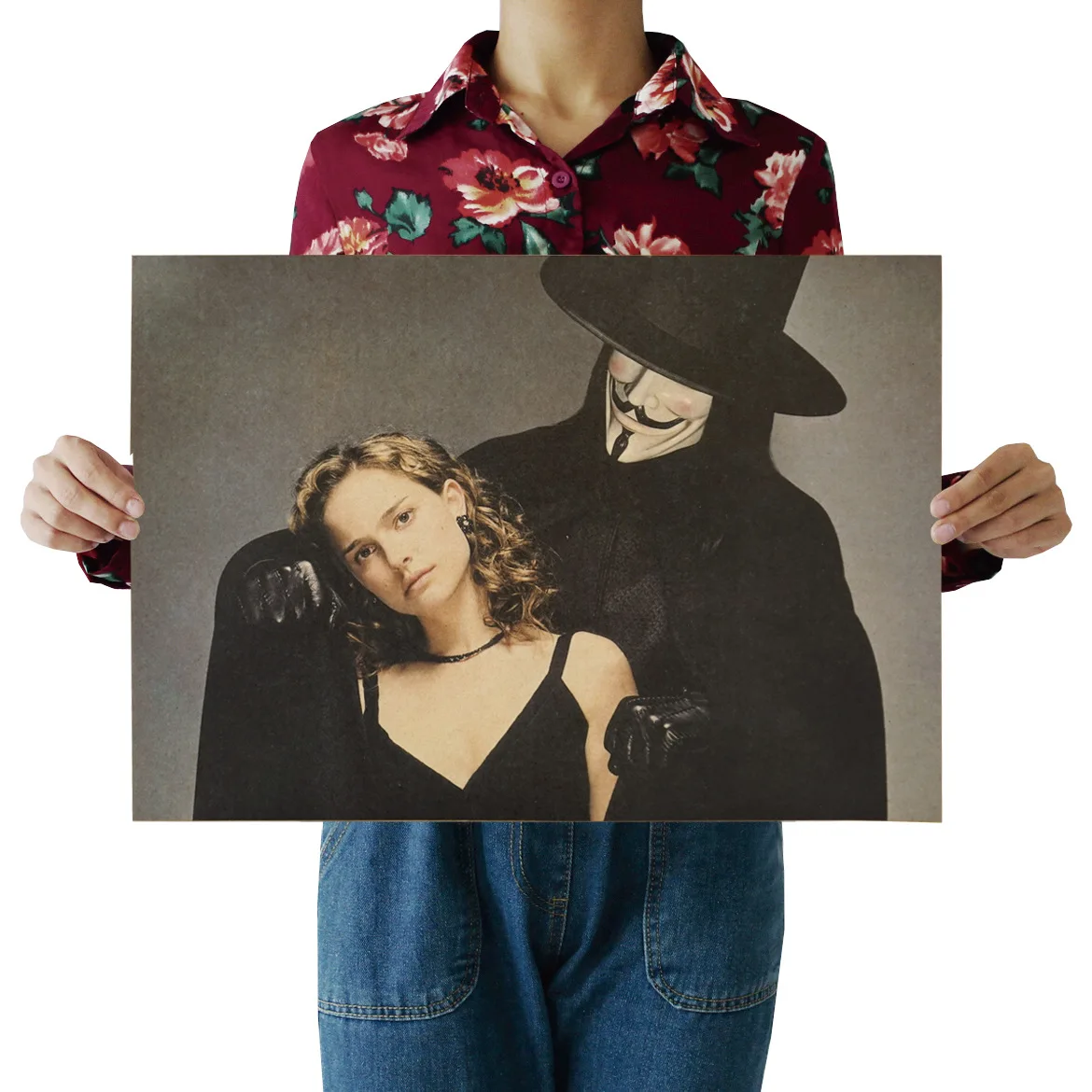 

[H006] V for Vendetta C- Nostalgic Retro Kraftpaper Poster Indoor Bar Cafe Decorative Painting