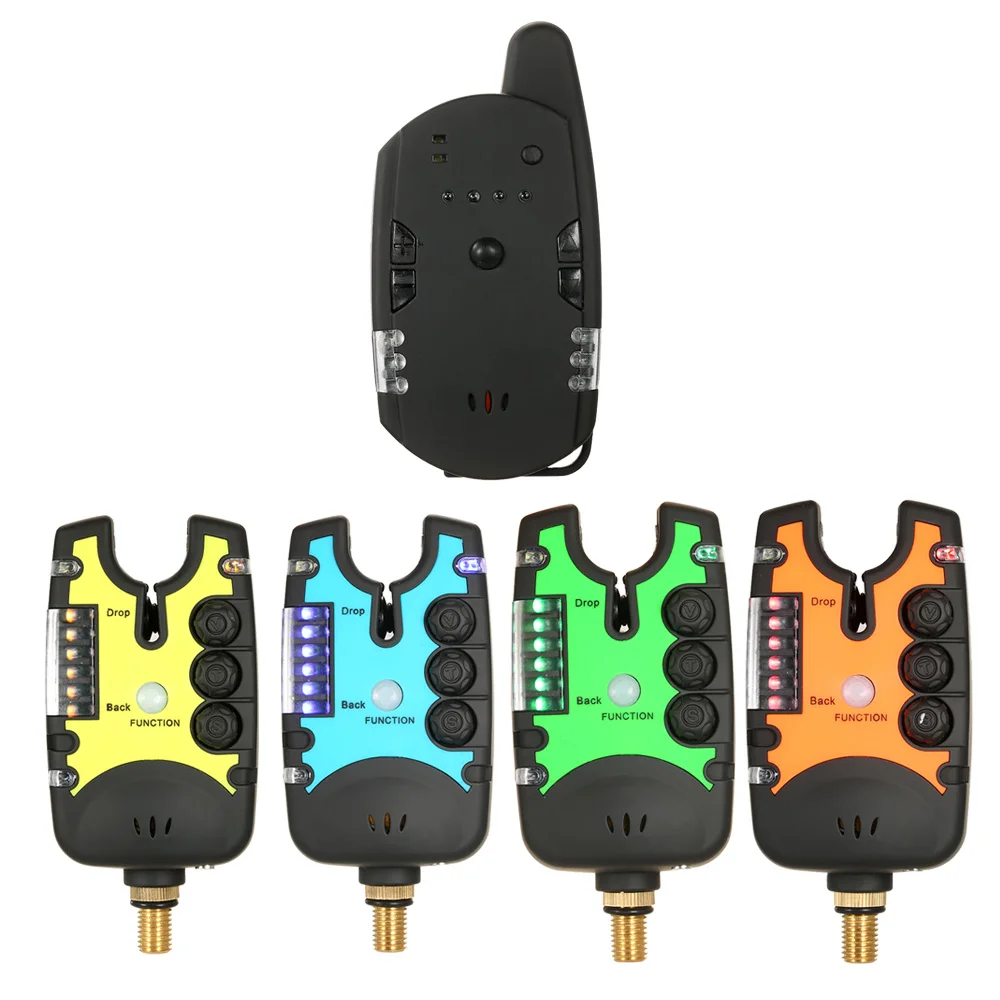 

RGB Wireless Fishing Bite Alarms Set Digital LED Fishing Alarm Kit Indicator Alert Bell Receiver Tone Volume Sensitivity