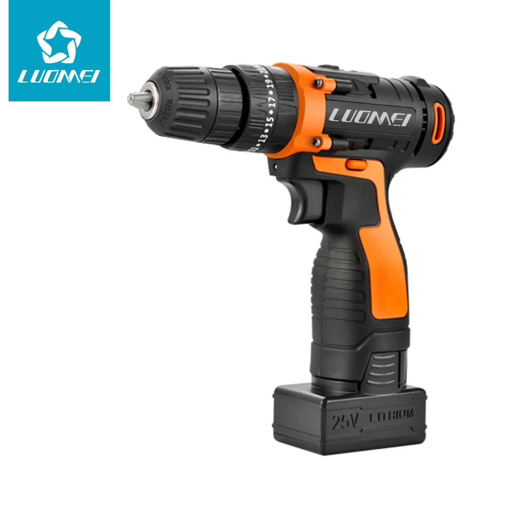 

LUOMEI 25V furadeira e parafusadeira com impacto a bateria multi tool led broca diamantada power tools impact drill