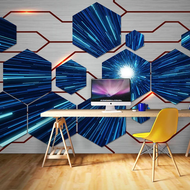 3D science fiction VR Museum E-sports hotel decoration wall mural game hall  cyber cafe technology