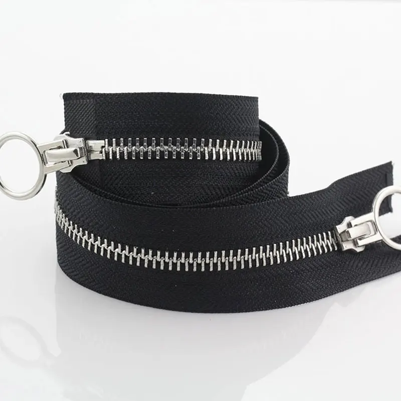 5# 70/90cm Metal Long Zipper Double Slider Two-Way Zip for Jackets Zipper Repair Kit Ring Buckle Replacement Sewing Material